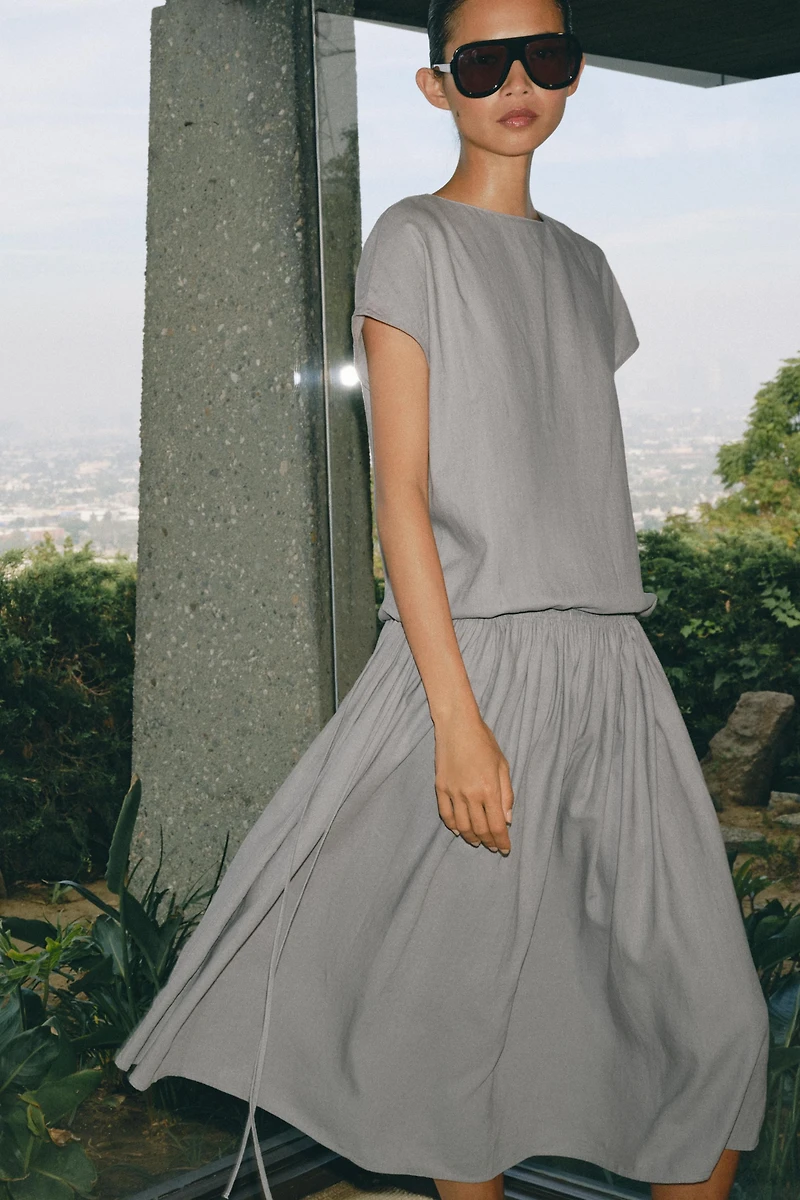 ZW COLLECTION LINEN BLEND MIDI DRESS