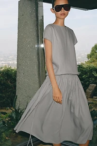 ZW COLLECTION LINEN BLEND MIDI DRESS