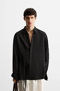 CHEMISE VISCOE - LIN À LACETS
