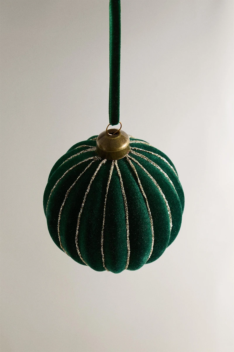 SHINY STRIPED CHRISTMAS TREE BALL ORNAMENT