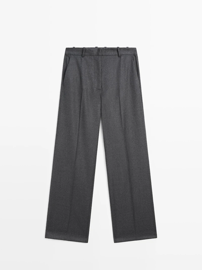100% wool flannel suit trousers