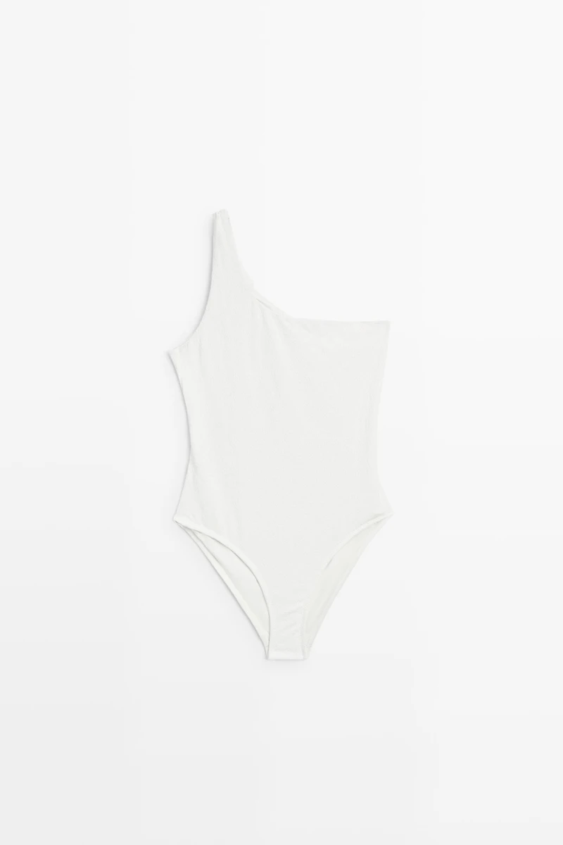 Textured asymmetric swimsuit
