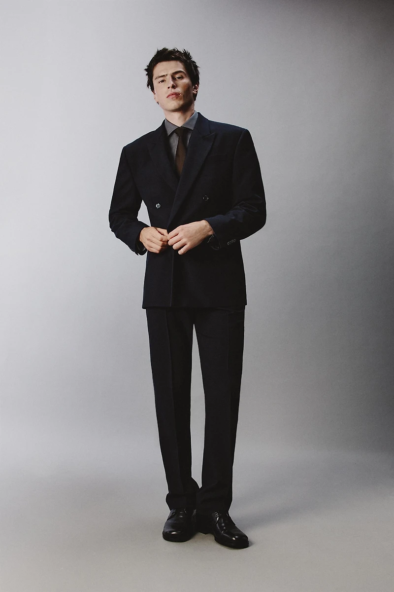 WOOL BLEND DOUBLE BREASTED BLAZER