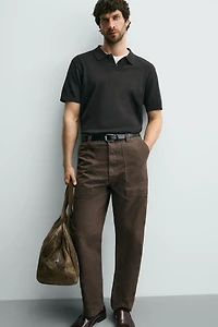 RIBBED KNIT POLO SHIRT