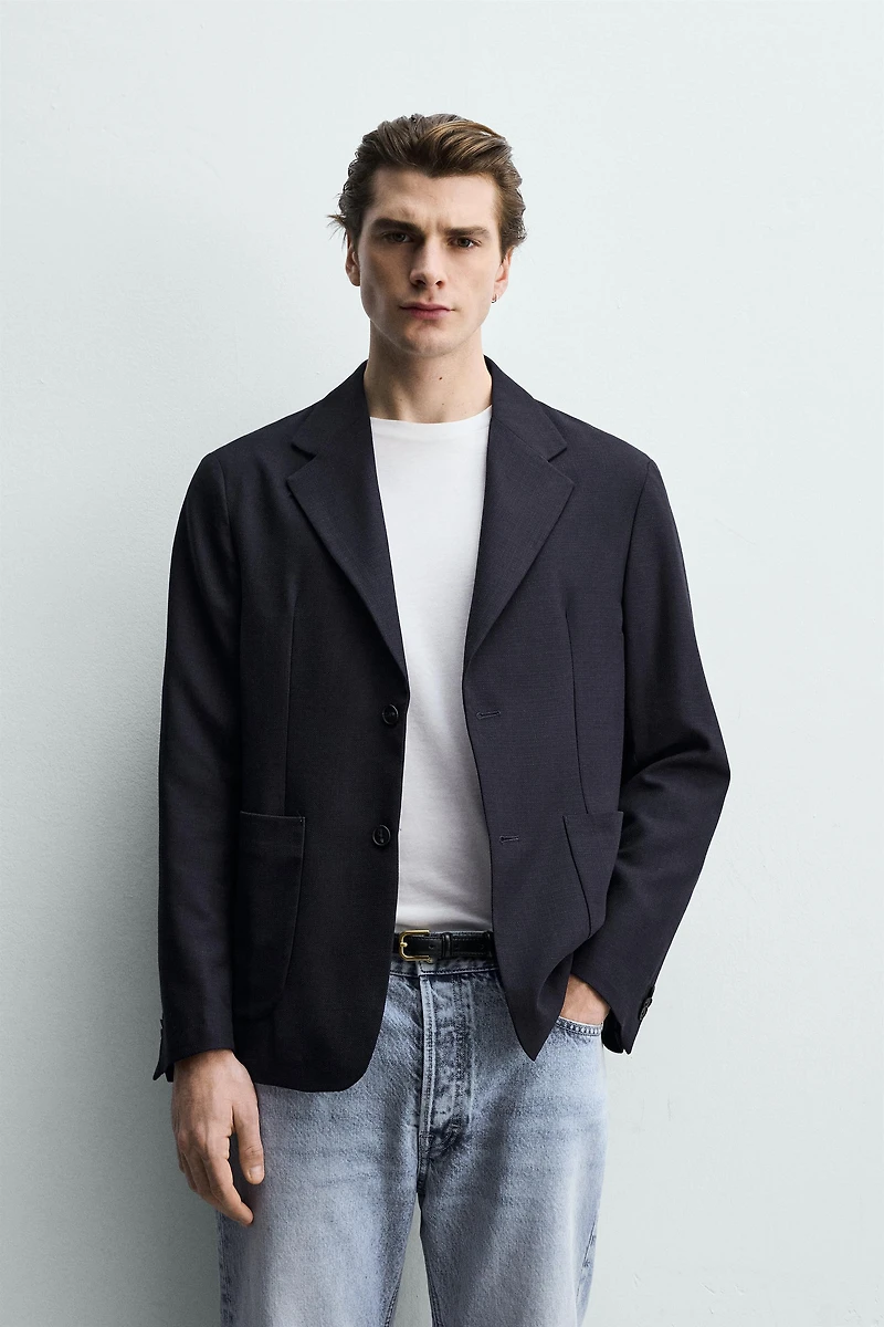 RELAXED FIT TEXTURED BLAZER