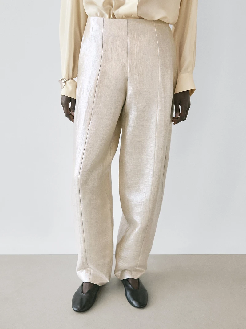 Flowing metallic linen trousers