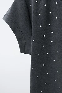 RHINESTONE WASHED EFFECT T-SHIRT