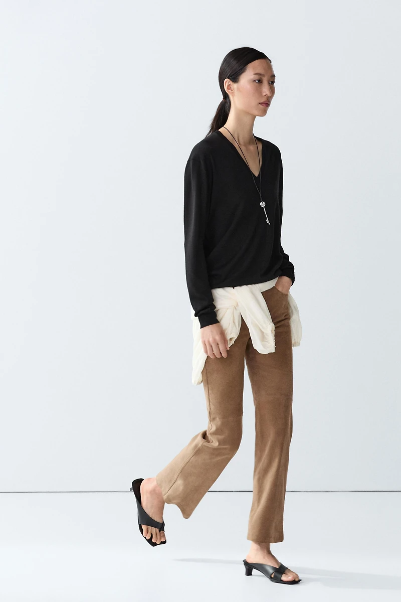 V-neck knit sweater