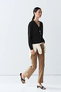 V-neck knit sweater