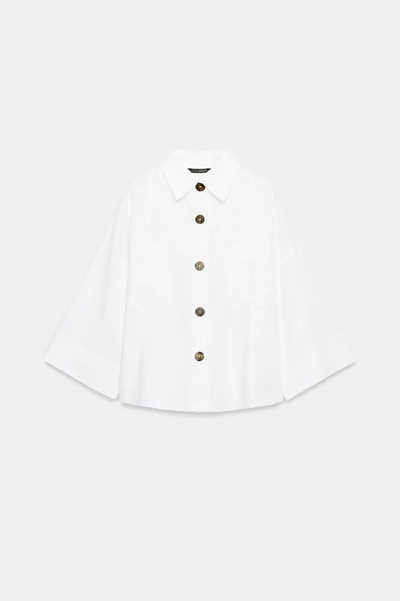 LINEN BLEND SHIRT WITH WIDE SLEEVES