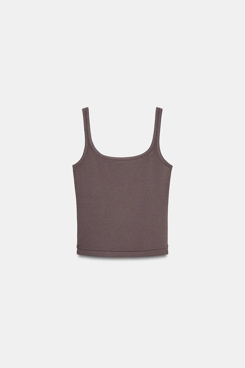 TOP À BRETELLES EN COTON ET MODAL
