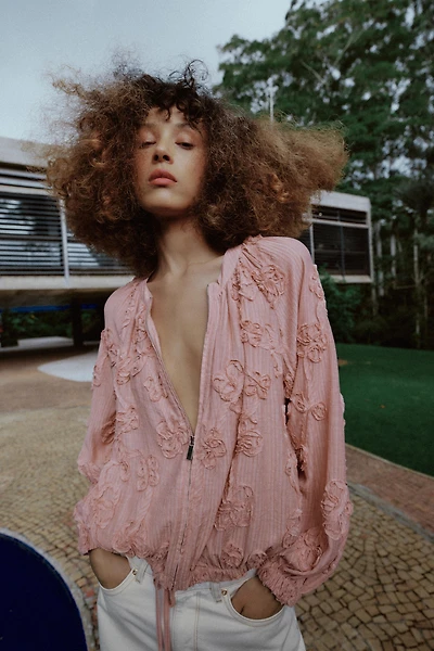 OVERSIZED TEXTURED FLORAL JACKET