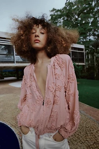 OVERSIZED TEXTURED FLORAL JACKET