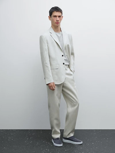100% linen suit trousers