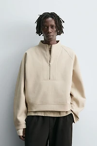 CROPPED FIT NEOPRENE EFFECT SWEATSHIRT WITH STUDS