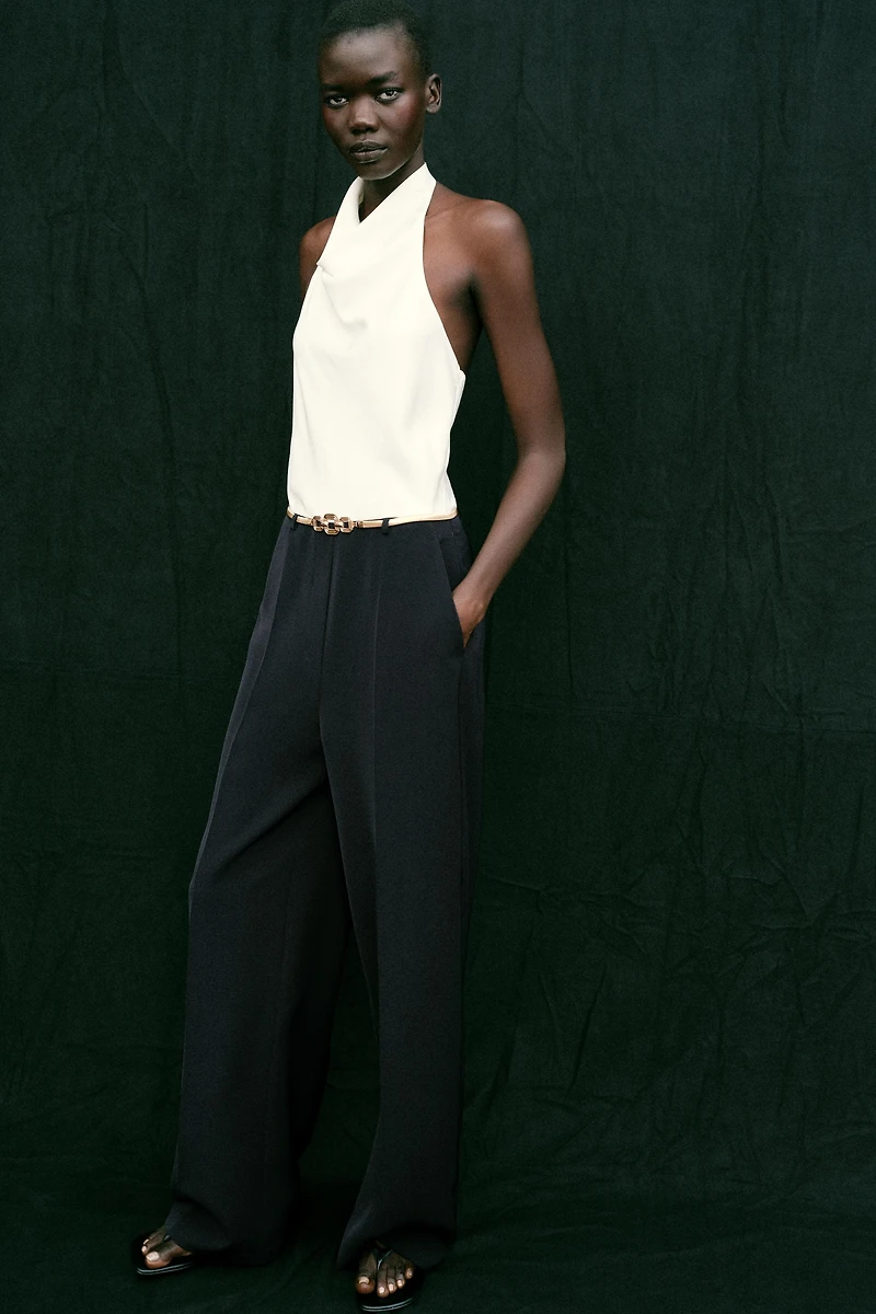 HALTER NECK JUMPSUIT WITH BELT