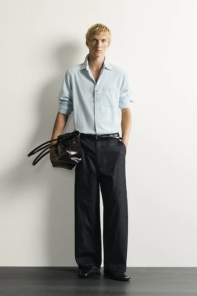 LIGHTWEIGHT STRIPED DENIM SHIRT