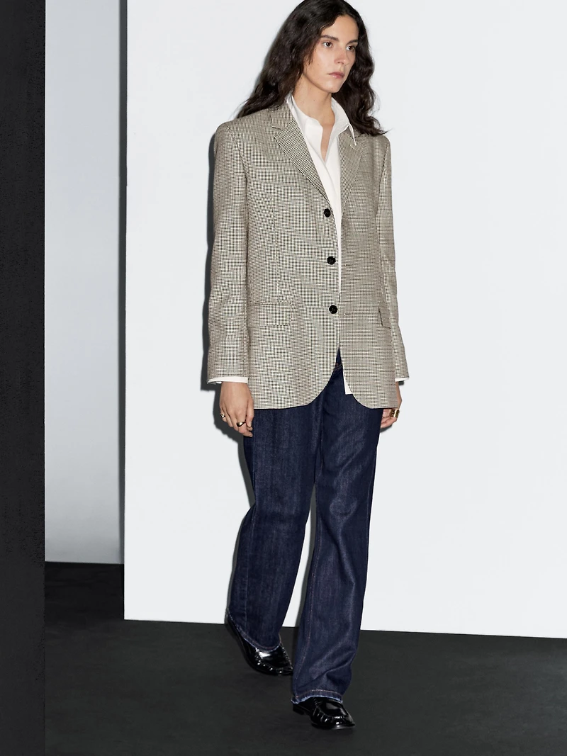 100% wool houndstooth blazer