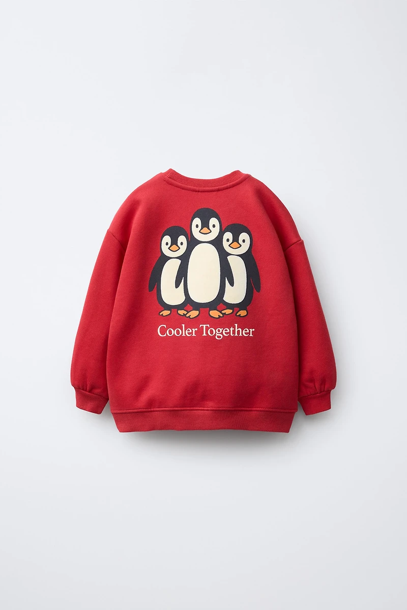 FLOCKED PENGUIN SWEATSHIRT