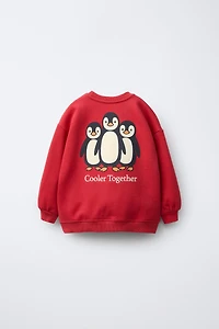 FLOCKED PENGUIN SWEATSHIRT