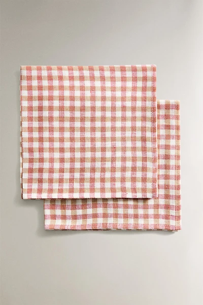 LOT DE 2 SERVIETTES DE TABLE CARREAUX VICHY ASSORTIS