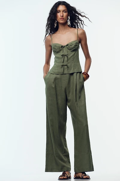 LINEN BOW STRAP JUMPSUIT