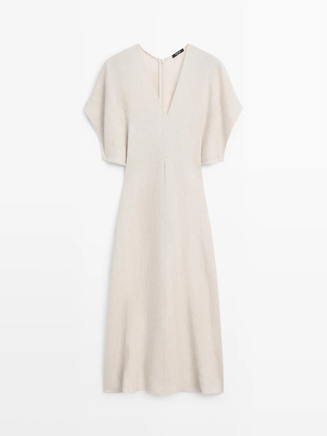 Zara PRINTED LINEN MIDI DRESS | Place Rosemre Zara PRINTED LINEN MIDI DRESS | Place Rosemre