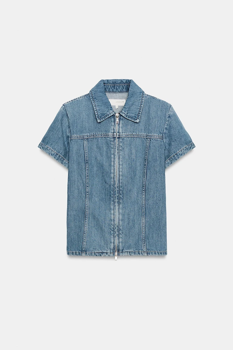 TRF ZIPPERED DENIM SHIRT