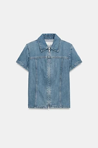 TRF ZIPPERED DENIM SHIRT