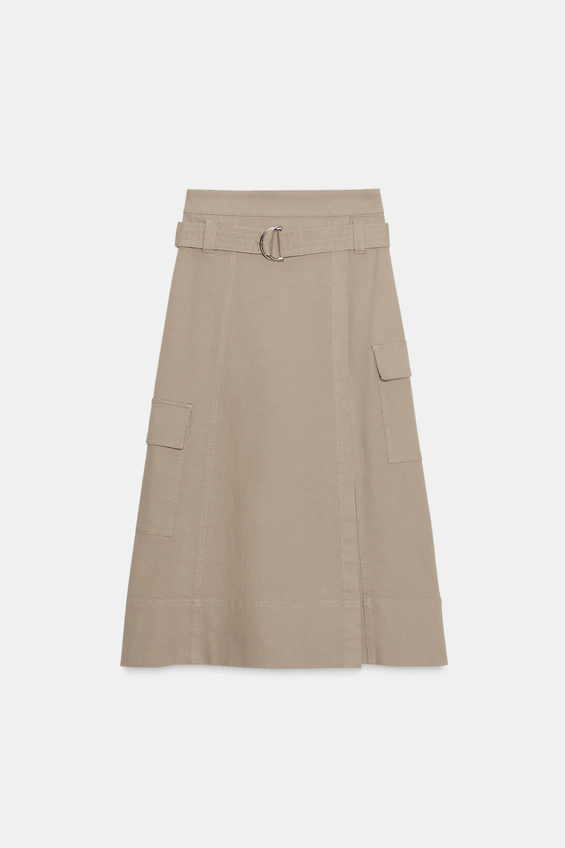 CARGO MIDI SKIRT WITH BELT