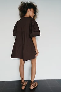 EMBROIDERED POPLIN MINI DRESS