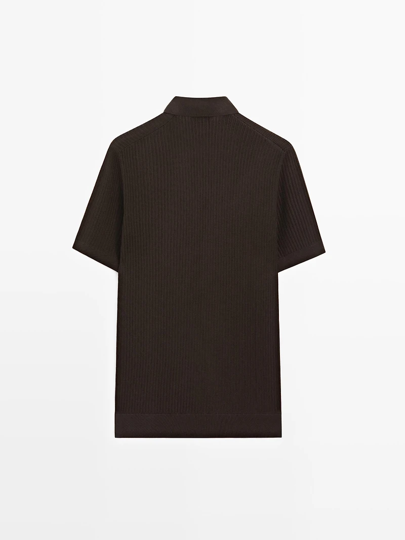 Regular fit cotton knit polo shirt