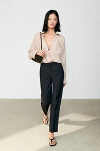 100% cool wool straight-leg pants