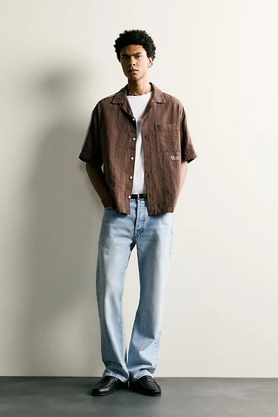 CONTRAST EMBROIDERED STRIPE SHIRT