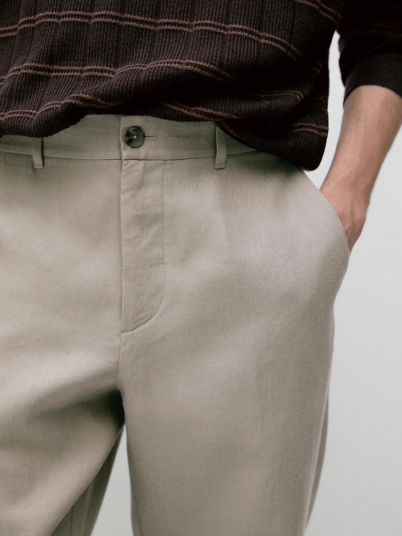 Tapered fit linen pants