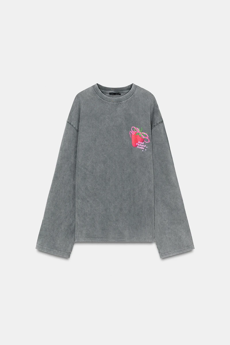 WASHED FRONT PRINT T-SHIRT