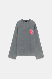 WASHED FRONT PRINT T-SHIRT