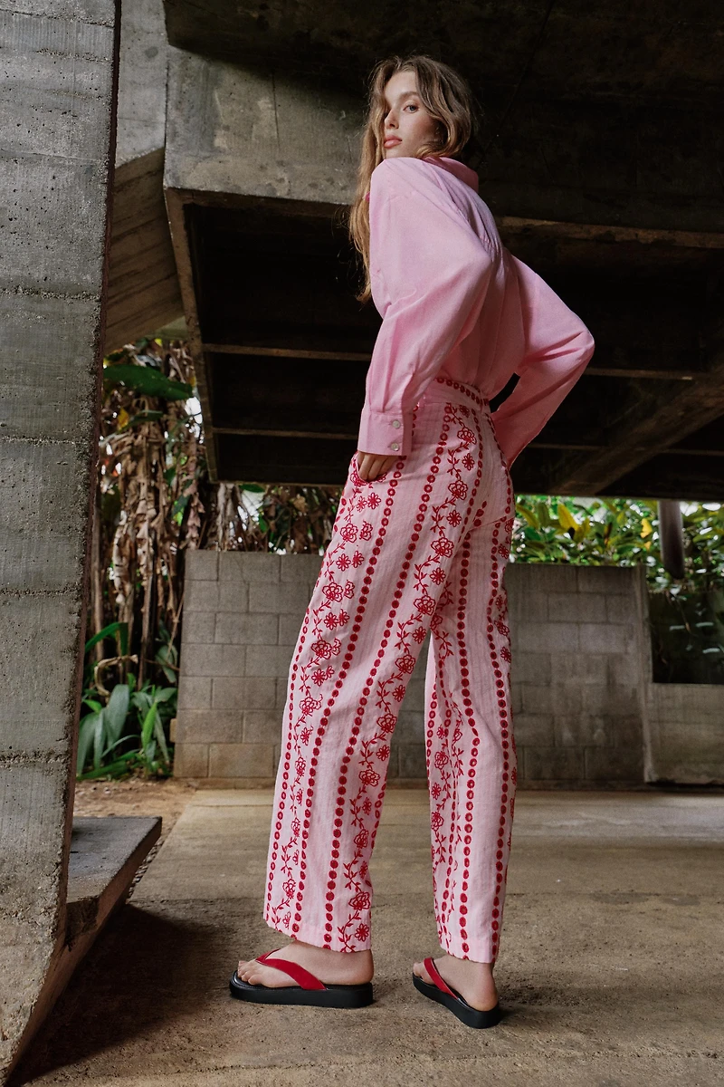 PANTS WITH OPENWORK EMBROIDERY
