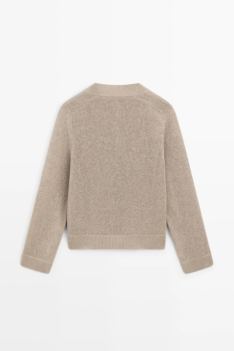 Pull col V en maille de coton mélangé