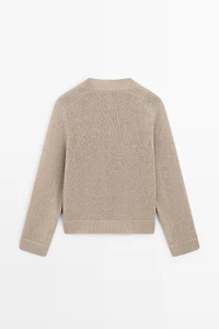 Pull col V en maille de coton mélangé