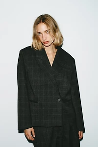 OVERSIZED PLAID CROP BLAZER