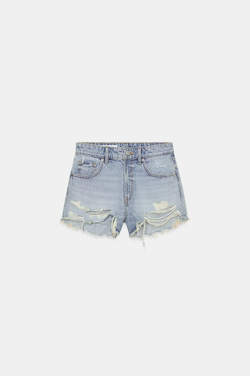 SHORT EN DENIM TRF COURBÉ TAILLE HAUTE