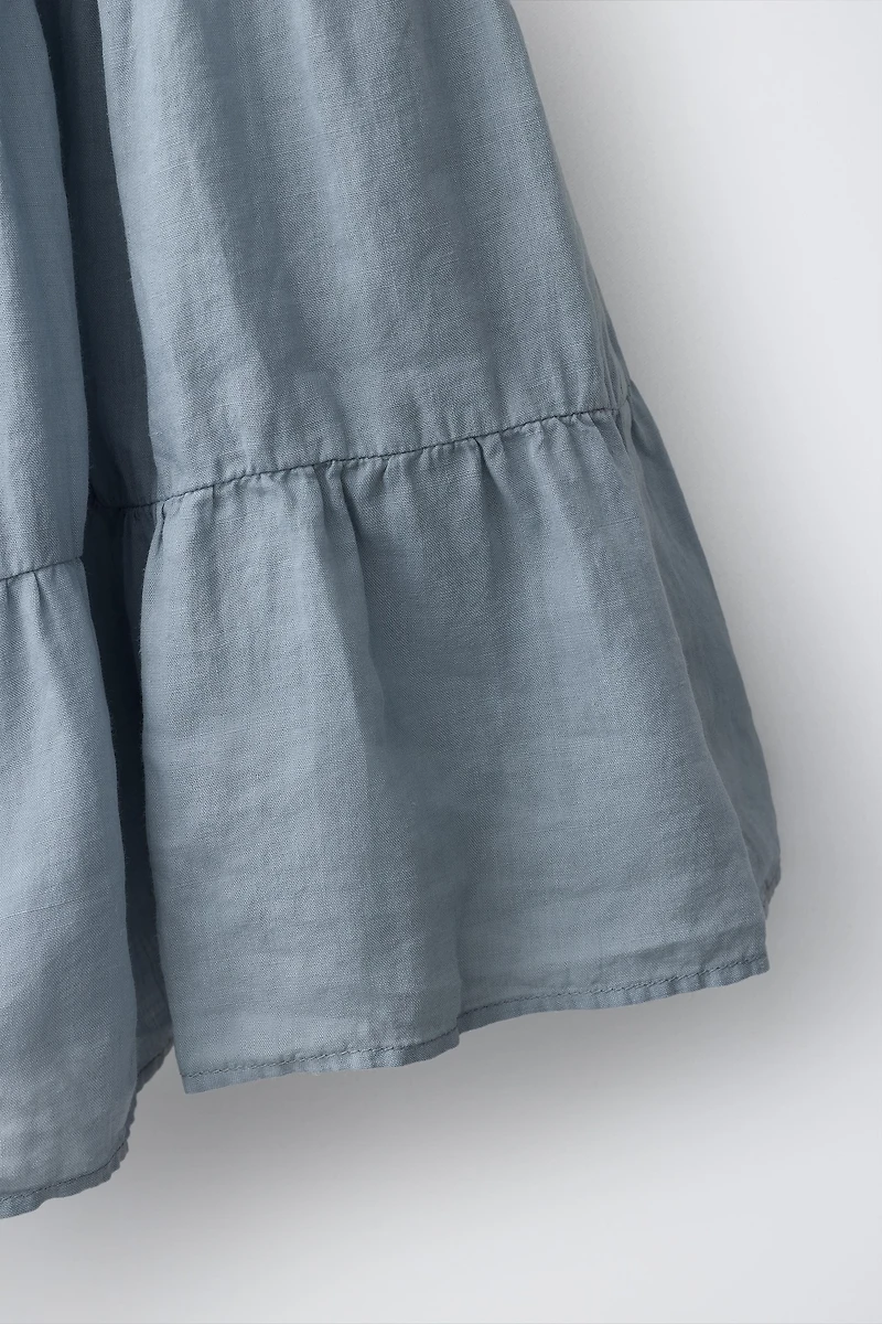 100% RAMIE TIERED MIDI SKIRT