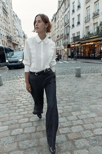 CHEMISE EN POPELINE À REVERS ET FANTAISIE