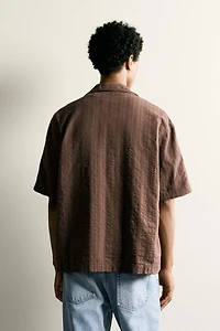 CONTRAST EMBROIDERED STRIPE SHIRT
