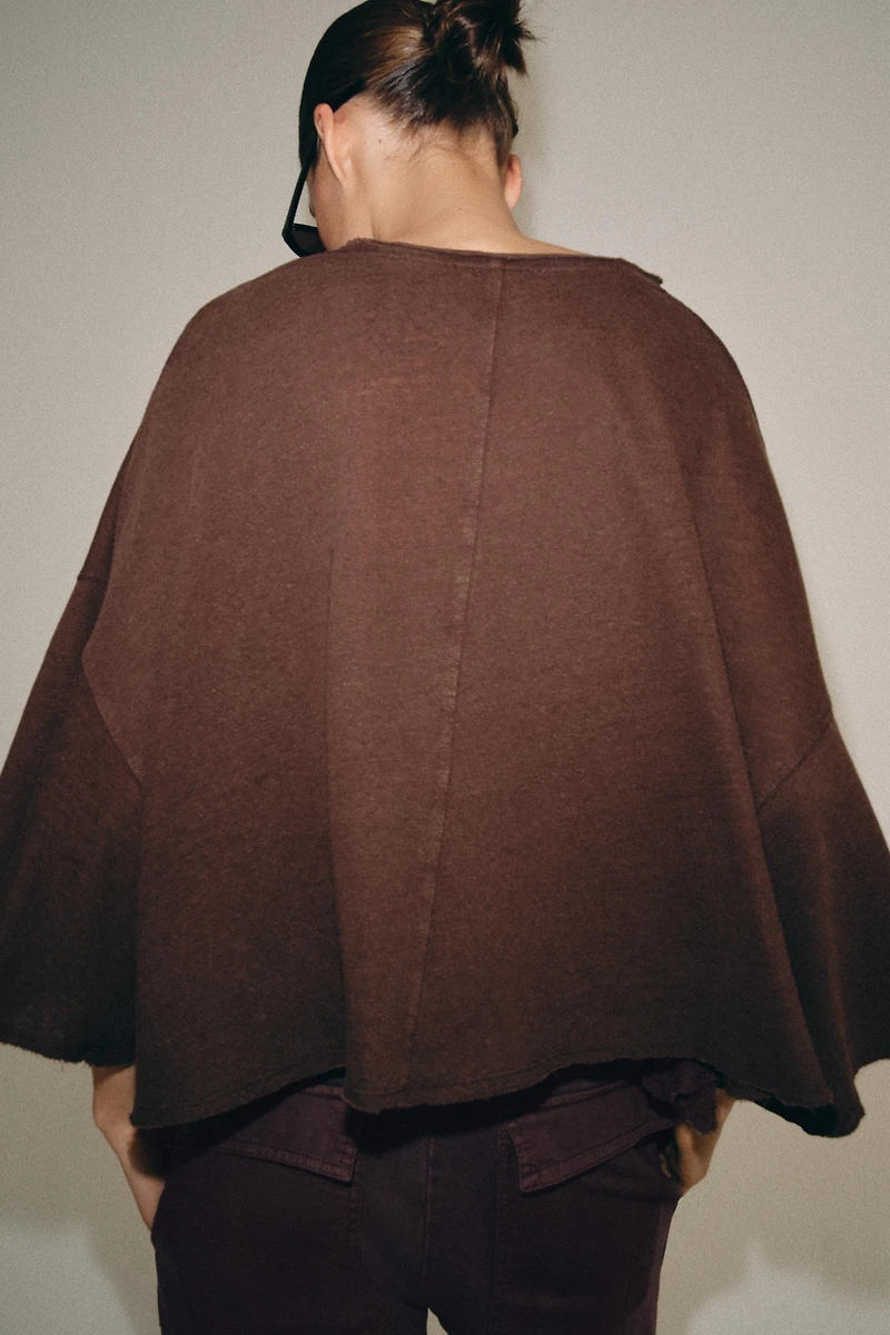 COTTON AND LINEN CAPE T-SHIRT