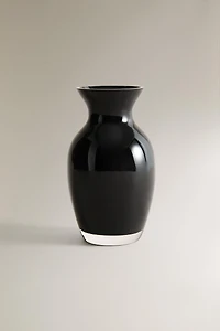 SMALL BLACK GLASS VASE