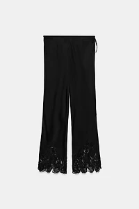 ZW COLLECTION EMBROIDERED SATIN EFFECT PANTS