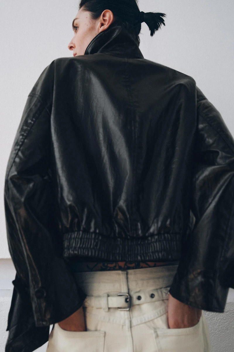 VESTE EFFET MATIÈRE SYNTHÉTIQUE ÉCHARPE ZW COLLECTION