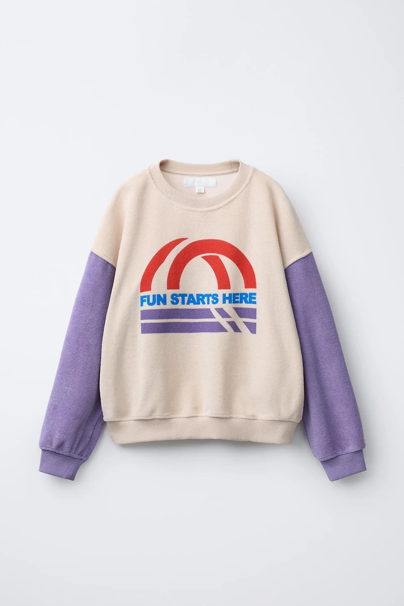 TERRY CONTRAST SLEEVE SWEATSHIRT